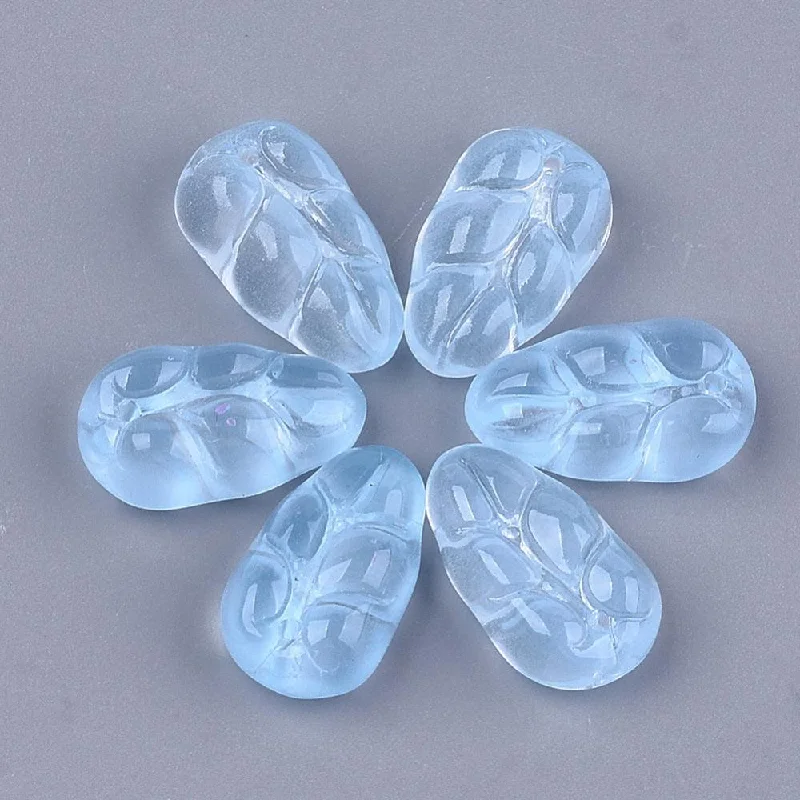 10 Pcs, 18x10.5x6mm, Transparent Glass Charms Sky Blue