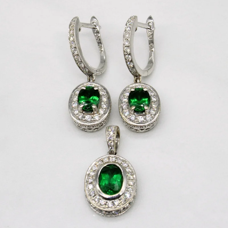 dainty gemstone chain bracelet Tsavorite Garnet & Diamond Earrings & Pendant Set | 1.75ctw, 1.00ctw |