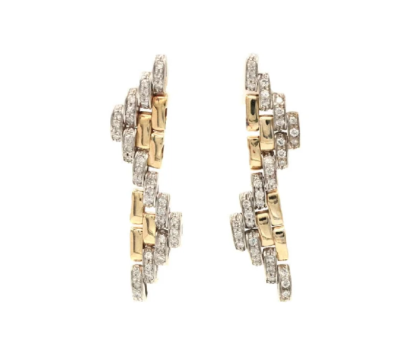dainty rose gold anklet 0.35ctw Diamond Panthere Style Two Tone Link Dangle Earrings in 14K