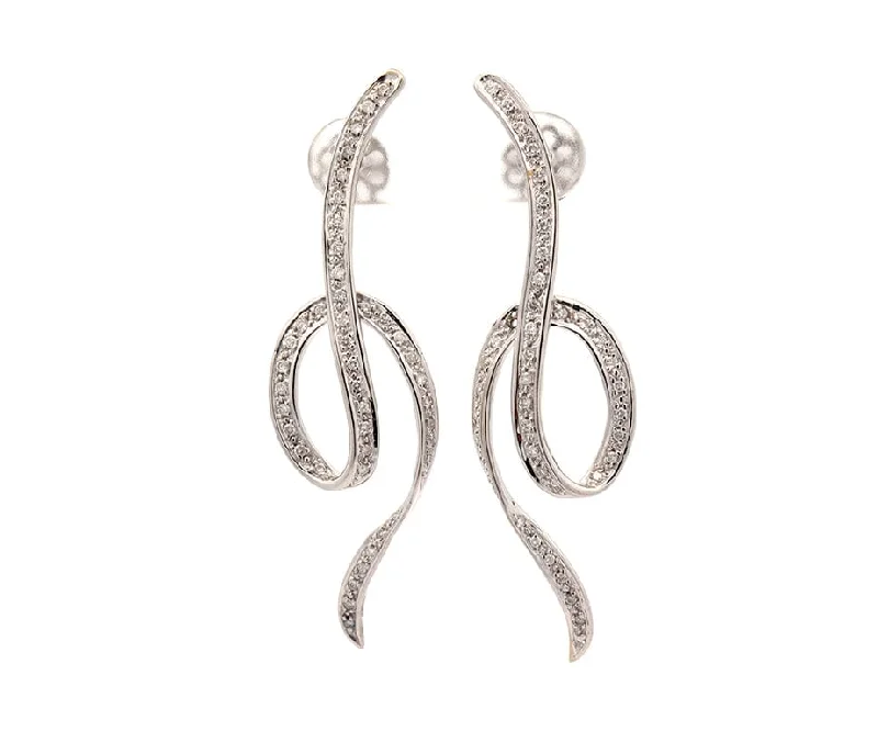 custom zodiac sign ring 0.60ctw Diamond Swirl Loop Earrings in 14K