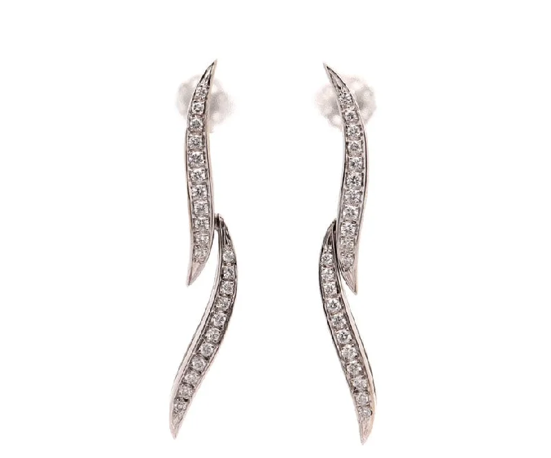 hammered silver pendant necklace 0.65ctw Diamond Leaf Shaped Drop Earrings in 18K