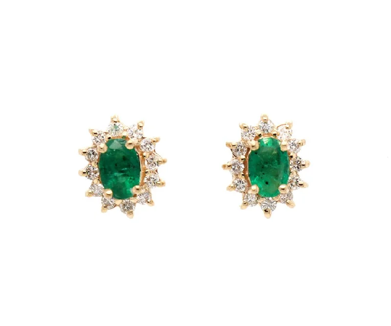 heart pendant necklace gold 0.95ctw Oval Emeralds and 0.23ctw Diamond Frame Stud Earrings in 14K