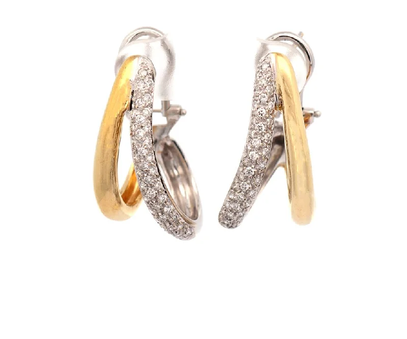 personalized couple’s keychain pendant 1.00ctw Pave Diamond Two Tone Loop Earrings in 18K