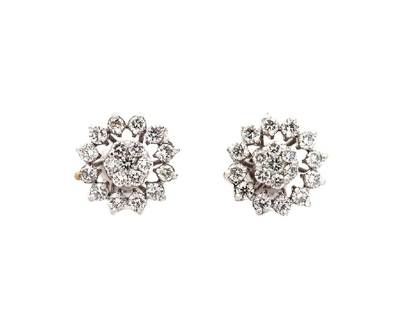 sterling silver infinity loop ring 1.30ctw Diamond Cluster Frame Stud Earrings in 14K