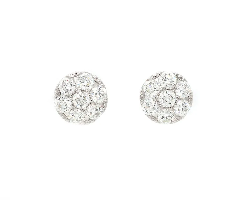 black opal engagement ring 1.50ctw Round Diamond Cluster Stud Earrings in 18K