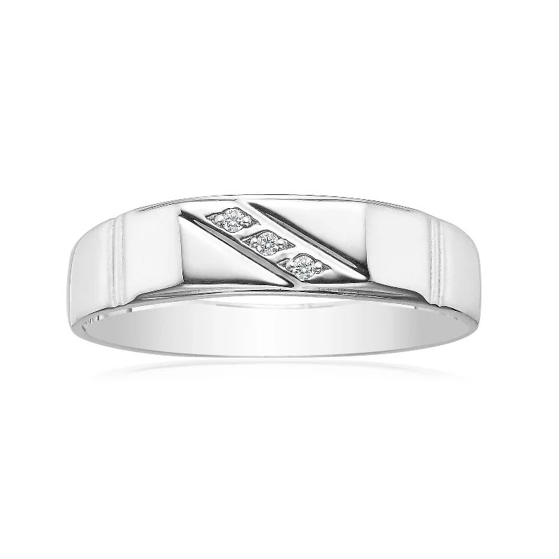 cubic zirconia stud earrings classic Sterling Silver Cubic Zirconia Three Stone Mens Ring