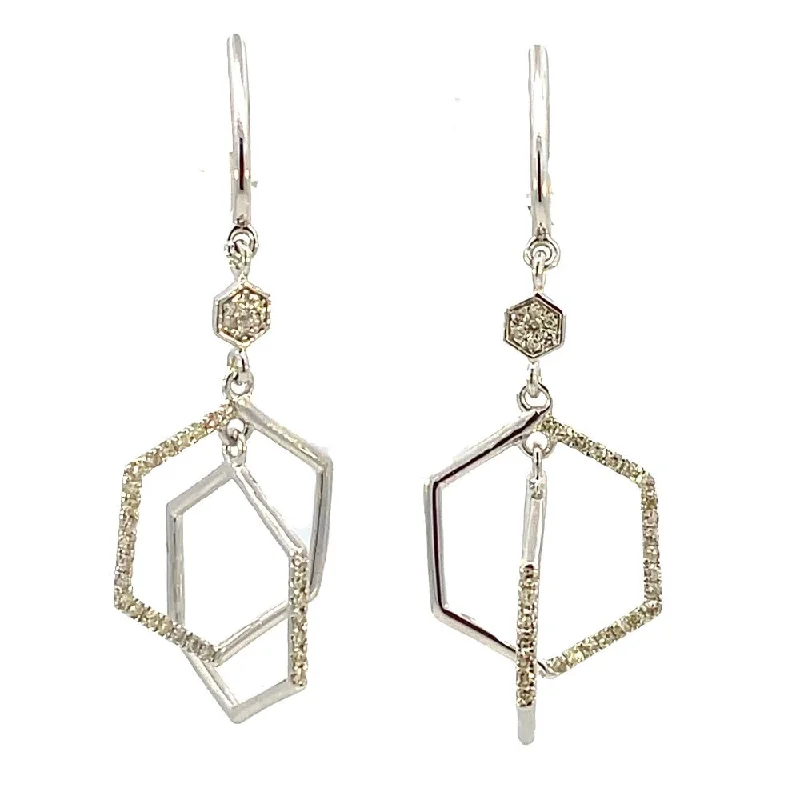 10KW Double Octagonal Diamond Drop Earrings 1/4 CTW