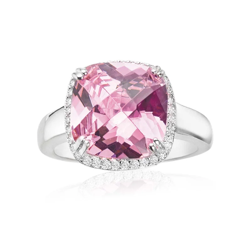 Sterling Silver Pink Cubic Zirconia Ring