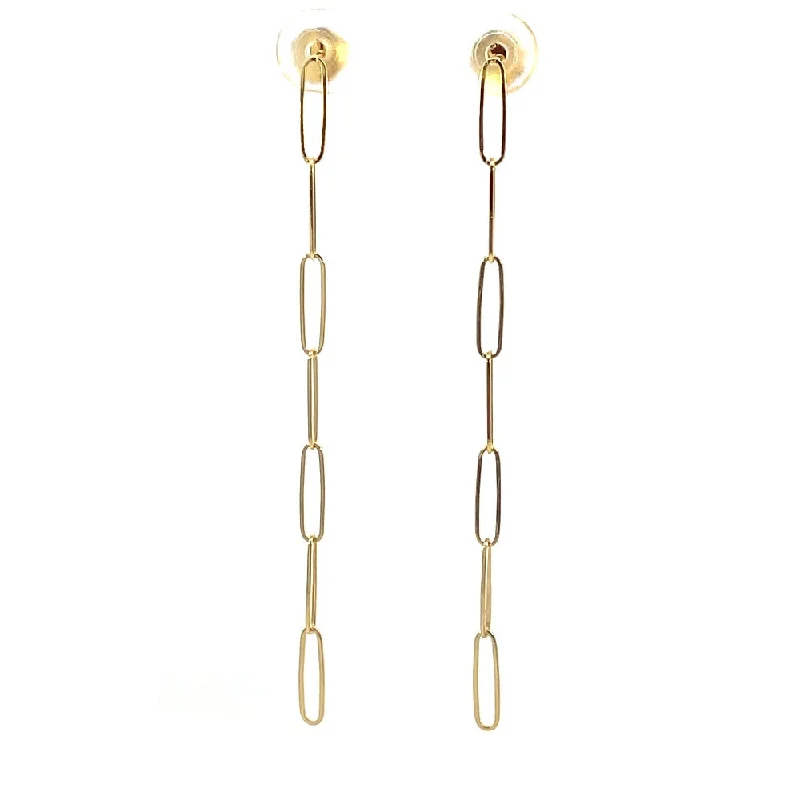 14K Gold Paperclip Dangle Earrings