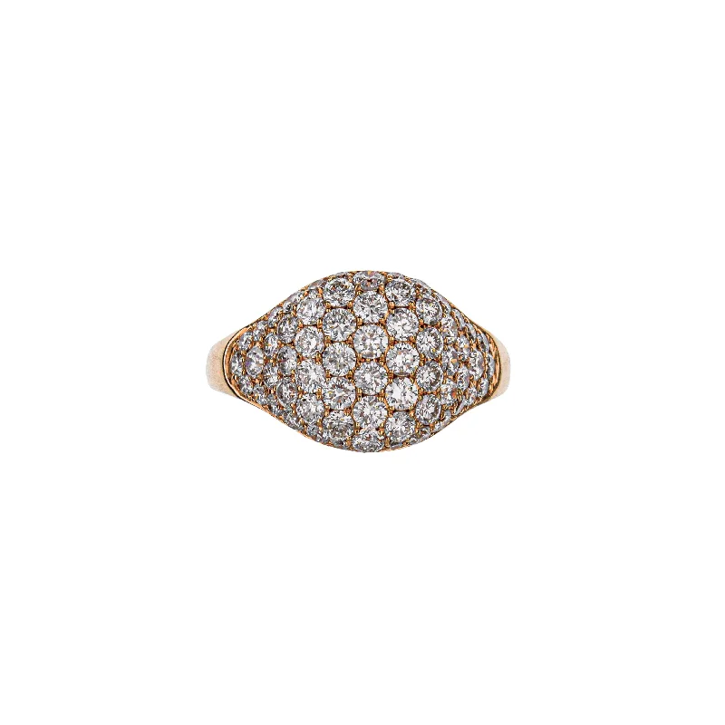 14K Rose Gold Pave Round Diamond Cluster Ring