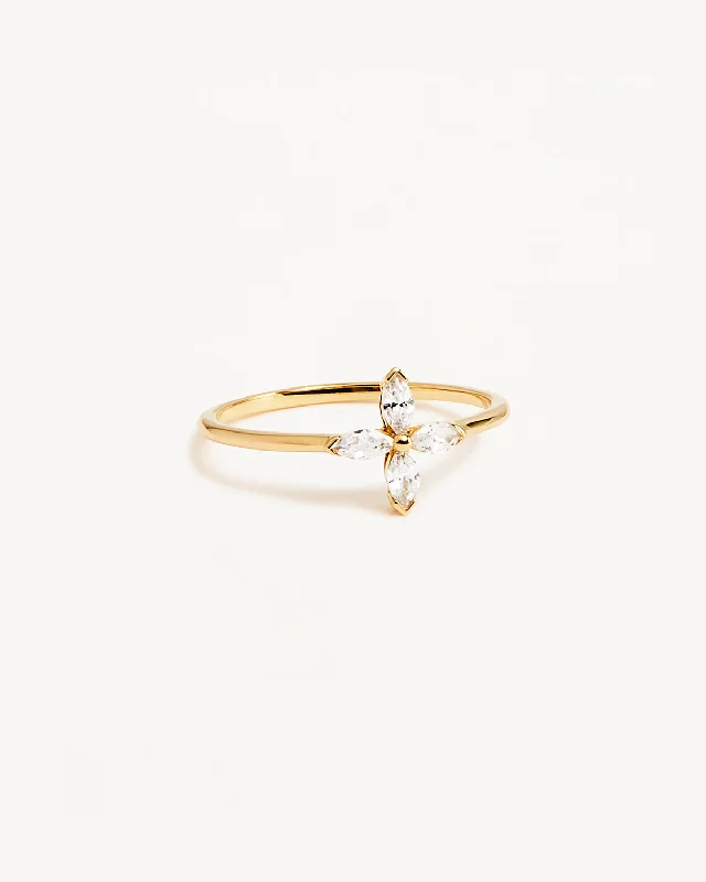 statement gold cuff earrings 14k Solid Gold Blossom Lab-Grown Diamond Ring
