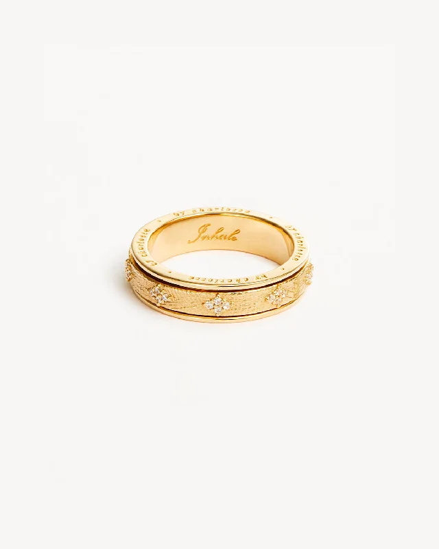 men’s silver wedding band 14k Solid Gold Breathe Spinning Meditation Lab-Grown Diamond Ring