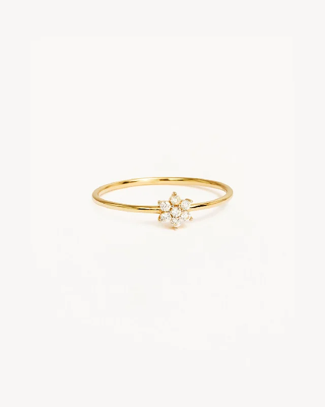 unique diamond eternity band 14k Solid Gold Crystal Lotus Flower Ring
