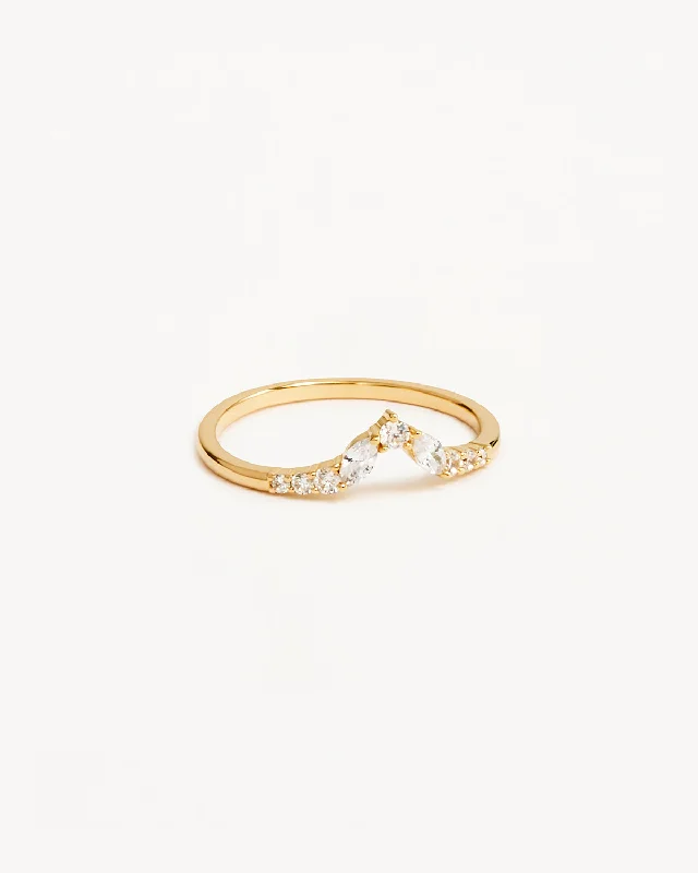 modern geometric silver ring 14k Solid Gold Petal by Petal Lab-Grown Diamond Ring