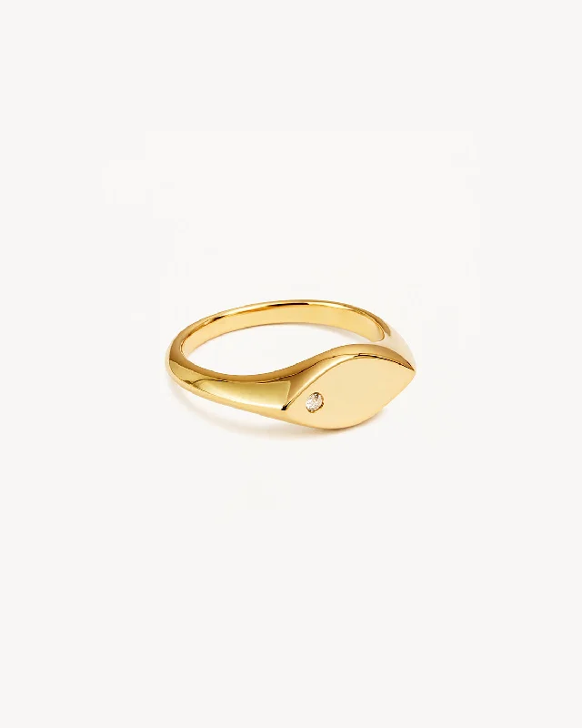 custom star sign necklace 14k Solid Gold Petal Diamond Signet Ring