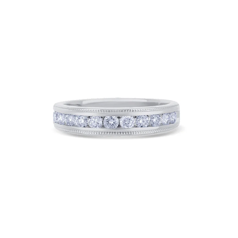 14K White Gold Channel Set Ring