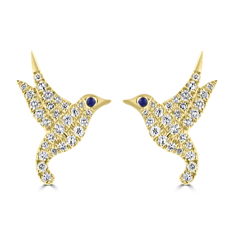 opal gemstone halo ring 14KT YELLOW GOLD 0.20CTW DIAMOND HUMMINGBIRD STUD EARRINGS