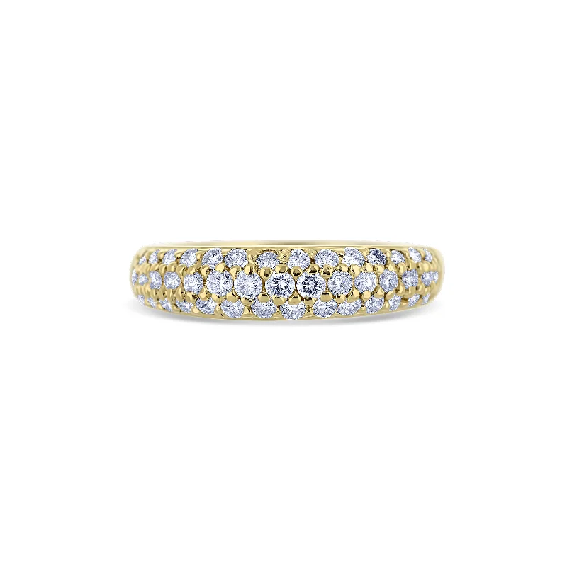 14K Yellow Gold Pave Diamond Dome Ring