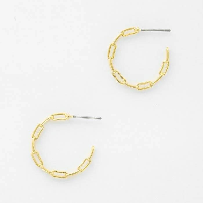 black pearl earrings classic 14K Gold Plated Brass Paperclip Hoop Earrings