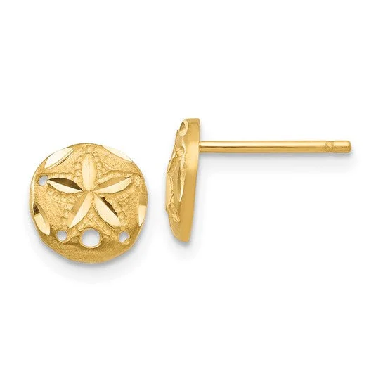 gold wedding band for men 14KT DIAMOND CUT SAND DOLLAR EARRINGS