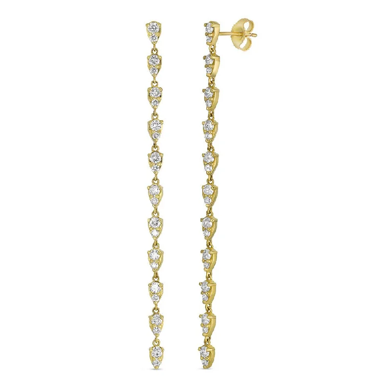 classic wedding set with diamonds 14KT GOLD 1.80CTW DIAMOND PEAR SHAPE CLUSTER EARRINGS