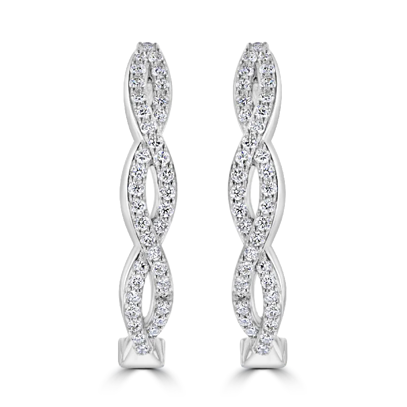 delicate chain necklace gold 14KT WHITE GOLD 0.53 CTW DIAMOND TWIST OVAL HOOP EARRINGS