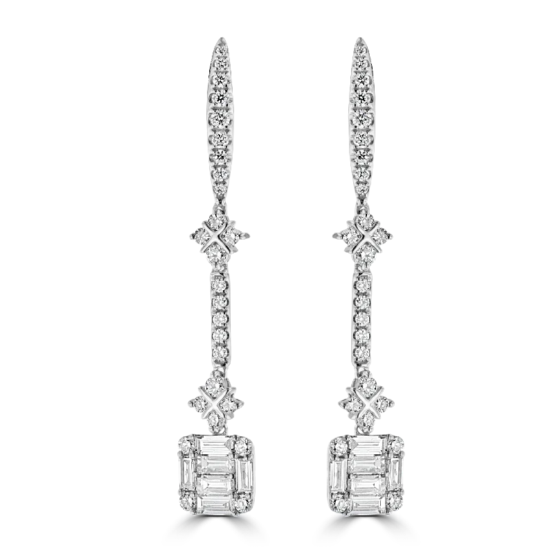 zodiac constellation bracelet silver 14KT WHITE GOLD 0.62 CTW & 0.56 CTW DIAMOND DROP EARRINGS
