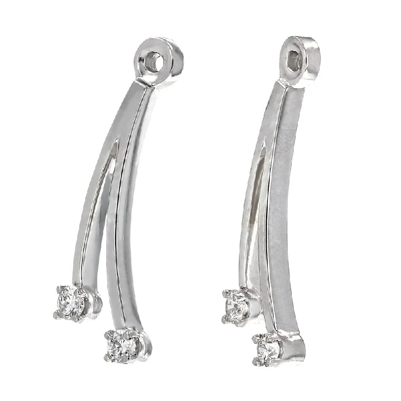 minimalist cubic zirconia earrings 14KT White Gold .12 CTW Round Diamond Earring Jackets