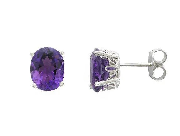 luxury diamond eternity ring 14KT WHITE GOLD 3.40 CTW OVAL AMETHYST EARRINGS