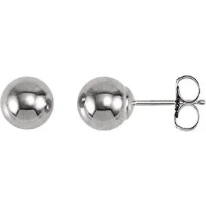 classic diamond hoop earrings 14KT White Gold 6MM Ball Earrings