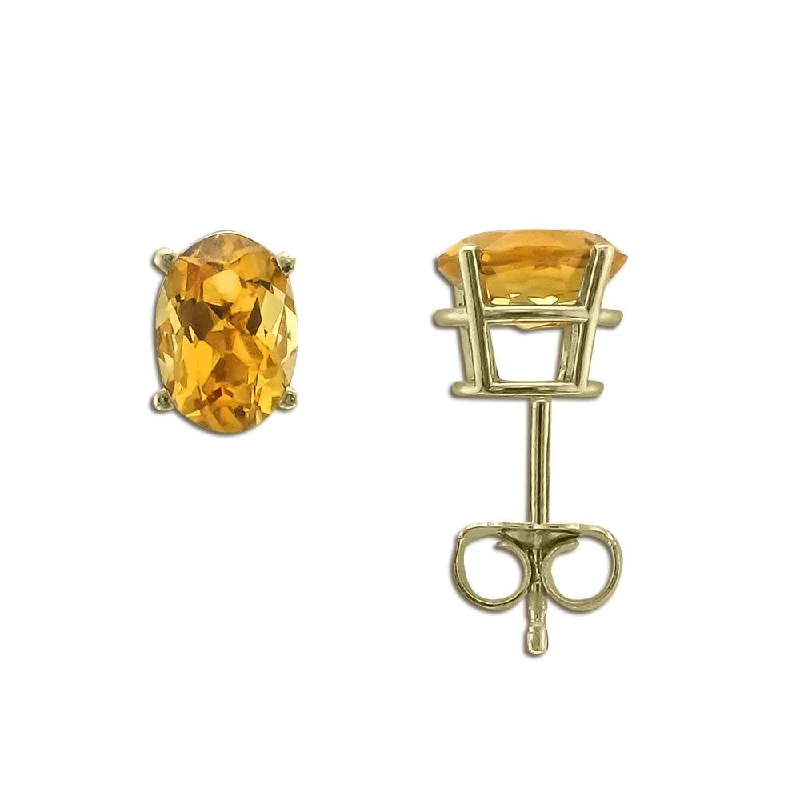 real smoky quartz pendant 14KT YELLOW GOLD 1.40 CTW 7X5MM OVAL CITRINE EARRINGS