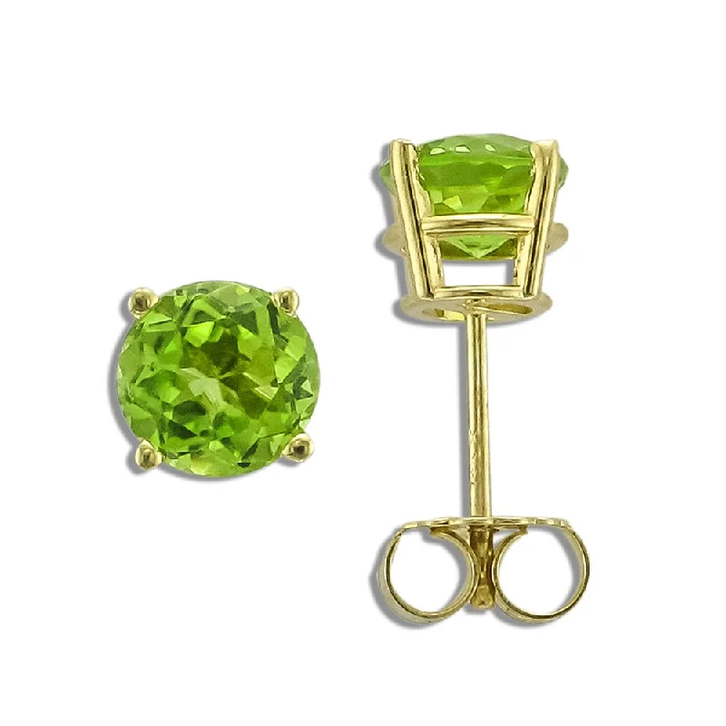 simple snake chain necklace 14KT YELLOW GOLD 1.70 CTW ROUND PERIDOT EARRINGS