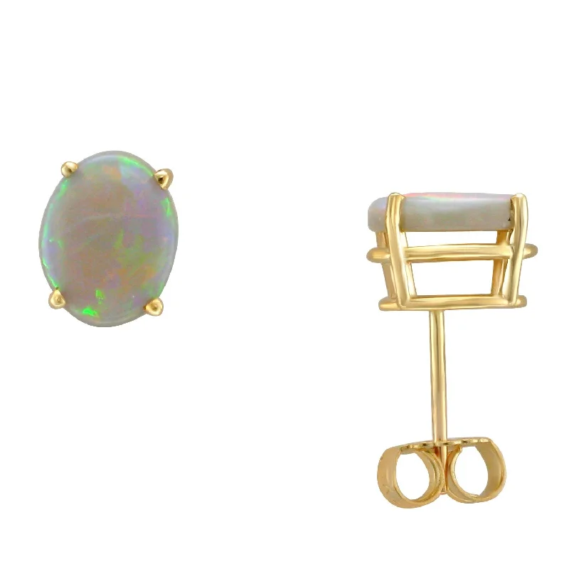 dainty gemstone choker necklace 14KT YELLOW GOLD 2.00 CTW OVAL OPAL EARRINGS