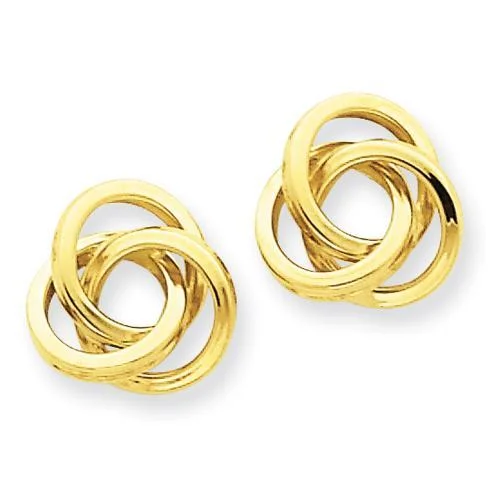 handcrafted gemstone toe ring 14KT Yellow Gold Love Knot Earrings