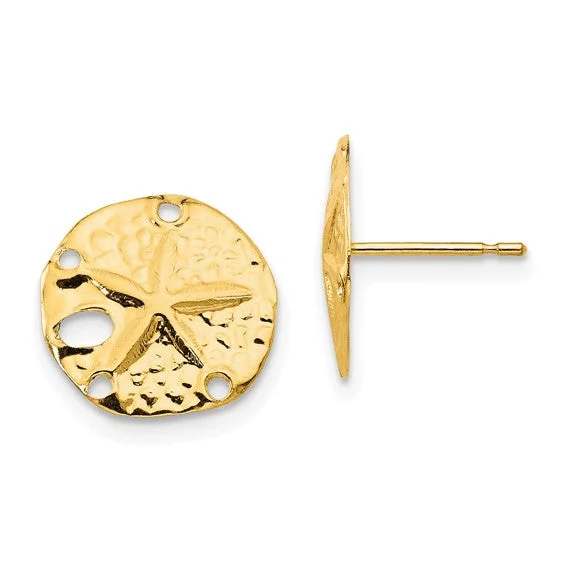 handcrafted gemstone pendant 14KT YELLOW GOLD SAND DOLLAR EARRINGS