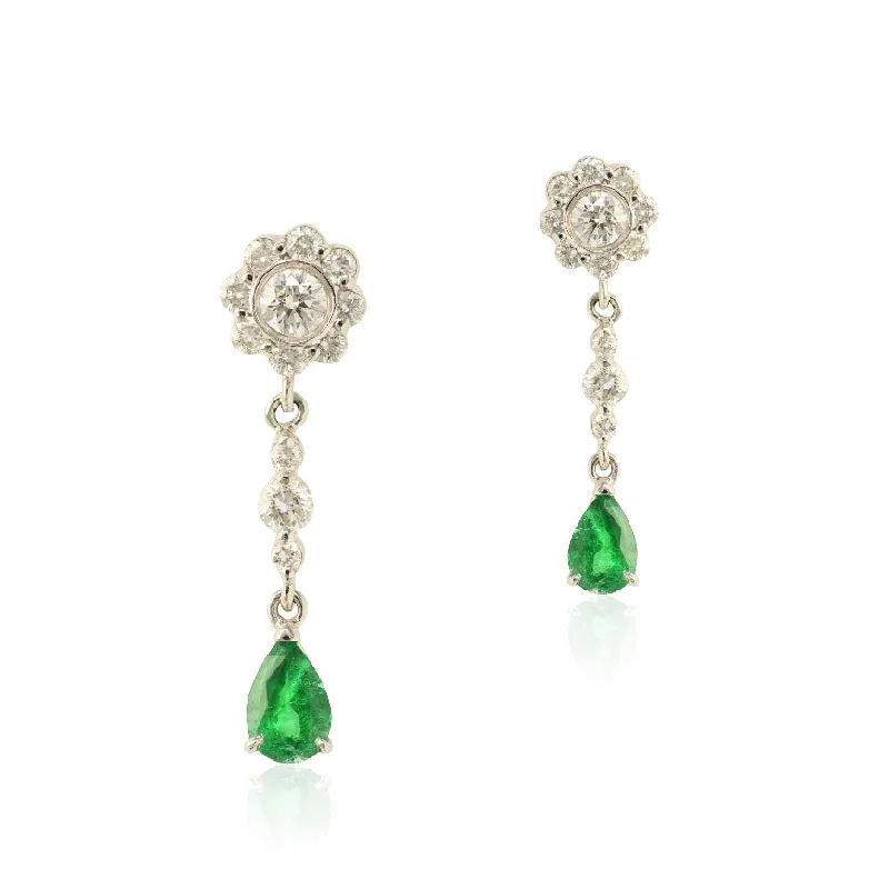 men’s engraved stainless steel bracelet Antique Emerald & Diamond Drop Earrings