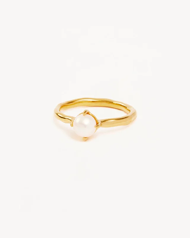 thin gold wire earrings 18k Gold Vermeil Endless Grace Pearl Ring