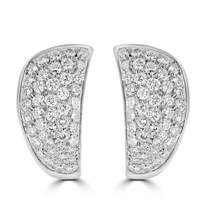 cubic zirconia eternity necklace 18KT WHITE GOLD 1.75CT DIAMOND WIDE PAVE HOOP EARRINGS