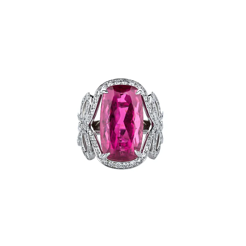 18K White Gold Rubellite In Bow Mounting