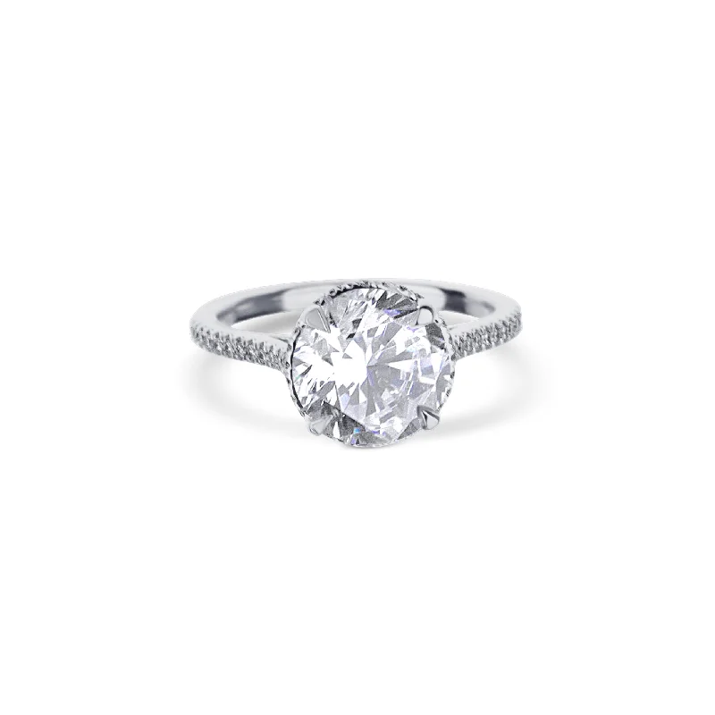 18K White Gold Solitaire Engagement Ring With A 1.01 Carat Round Diamond Center Stone