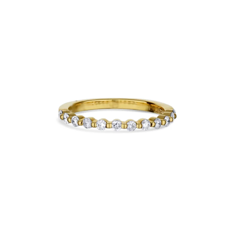 18K Yellow Gold Micro-Style Half-Diamond Band