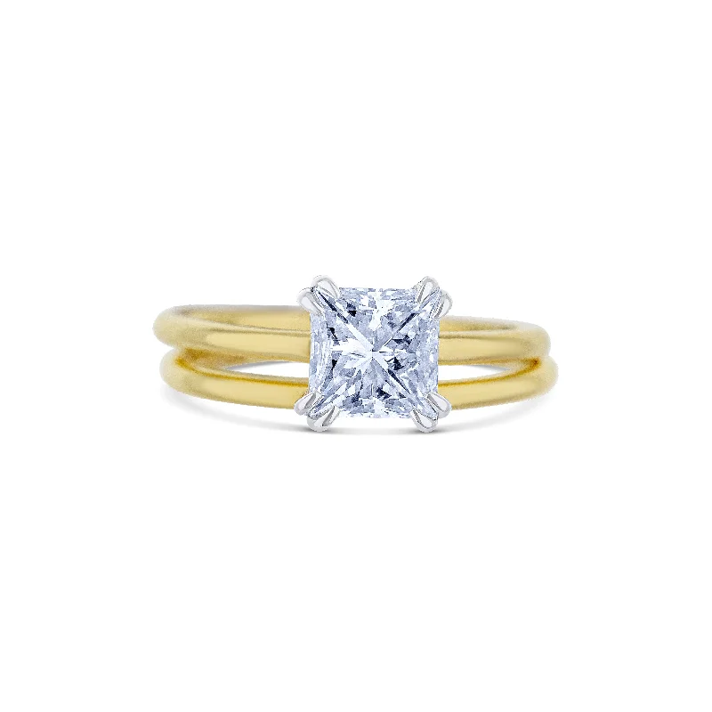 18k Yellow Gold Wedding Set Solitaire Ring