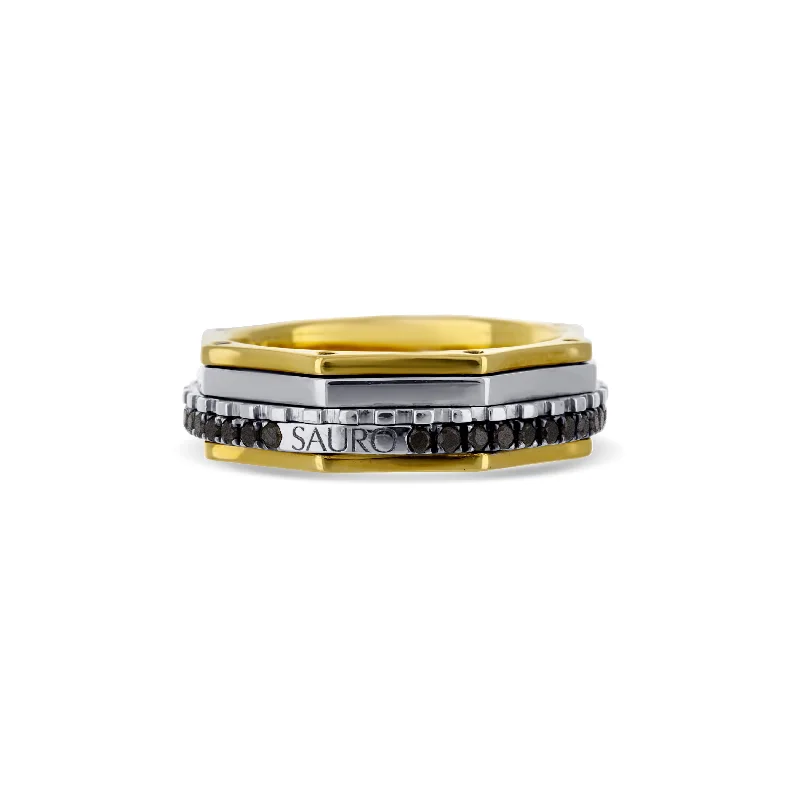 18k Yellow & White Gold 2-Row Spinning Band