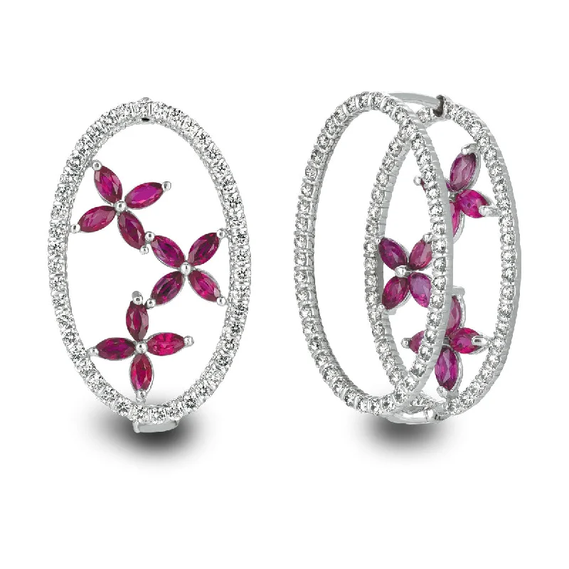 tiny gold huggie hoops Minilok Miroir Oval Earrings With Marquis Motif