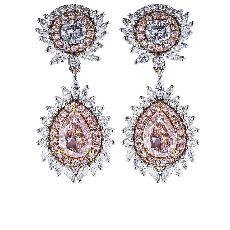 minimalist rose gold bracelet 18KT WHITE & ROSE GOLD 2.51CTW PINK & 1.83CTW DIAMOND EARRINGS