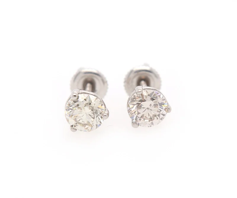 cute cat charm bracelet 2.03ctw Round Diamond Solitaire Stud Earrings in 14K
