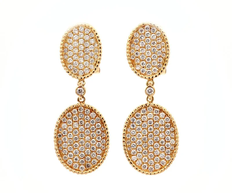 unique wooden bead necklace 2.08ctw Pave Diamond Oval Station Dangle Earrings in 18K