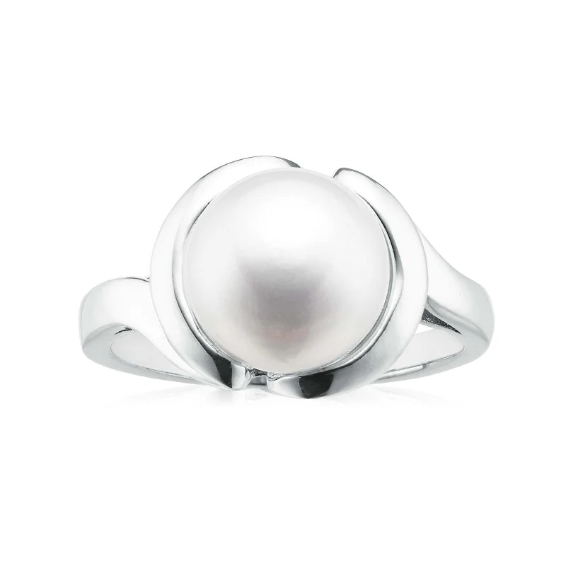 personalized name ring Sterling Silver 9-10mm Freshwater Pearl Ring