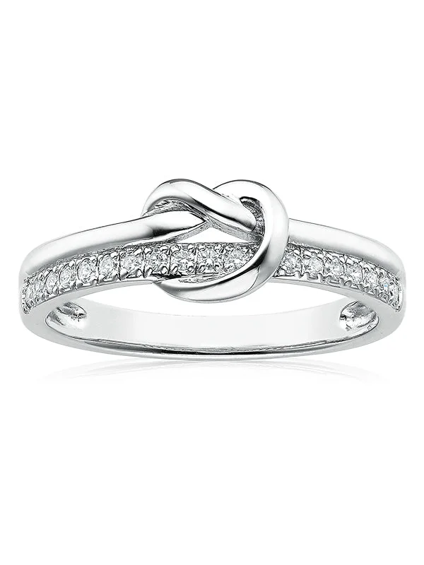 adjustable minimalist wave bracelet Sterling Silver  Cubic Zirconia Knot Ring
