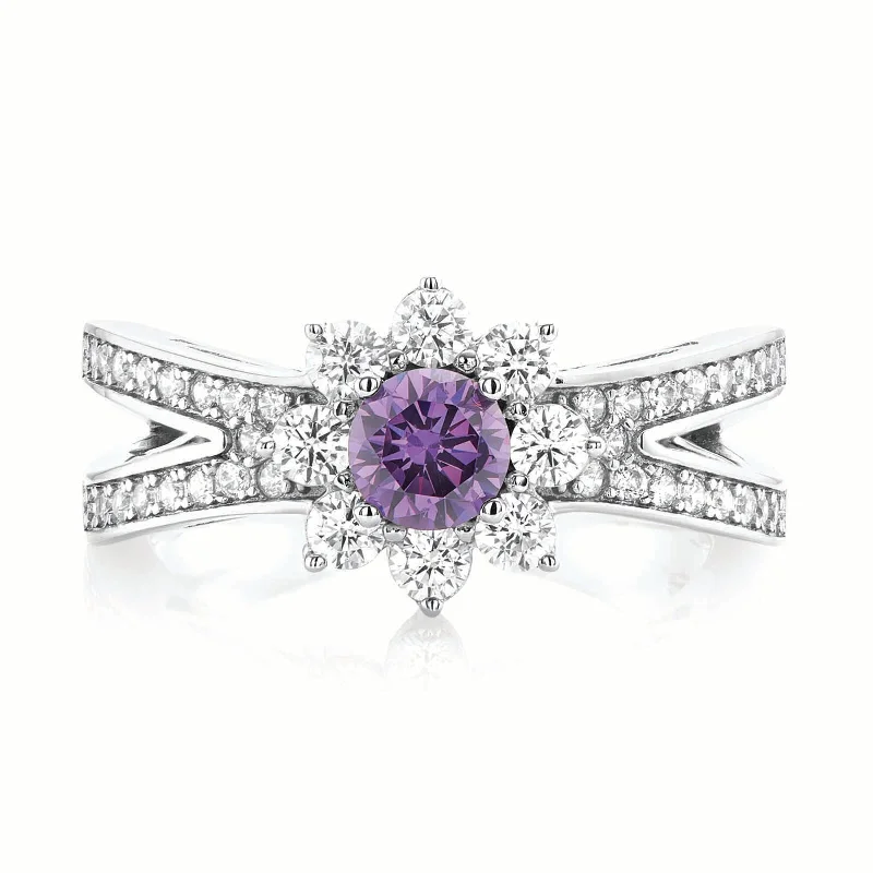 Sterling Silver Purple Cubic Zirconia Ring